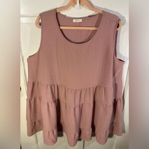 ODDY Women’s Mauve Sleeveless Baby Doll Blouse Size 3XL